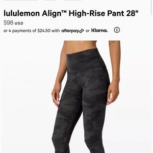 Lululemon Align HR pant 28”